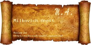 Milkovich Anett névjegykártya