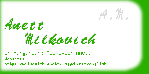 anett milkovich business card